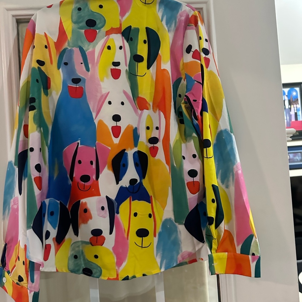 PET LOVERS ALERT! FOUR CUTE TOPS! Colorful Dog themed print tops. - Picture 4 of 8